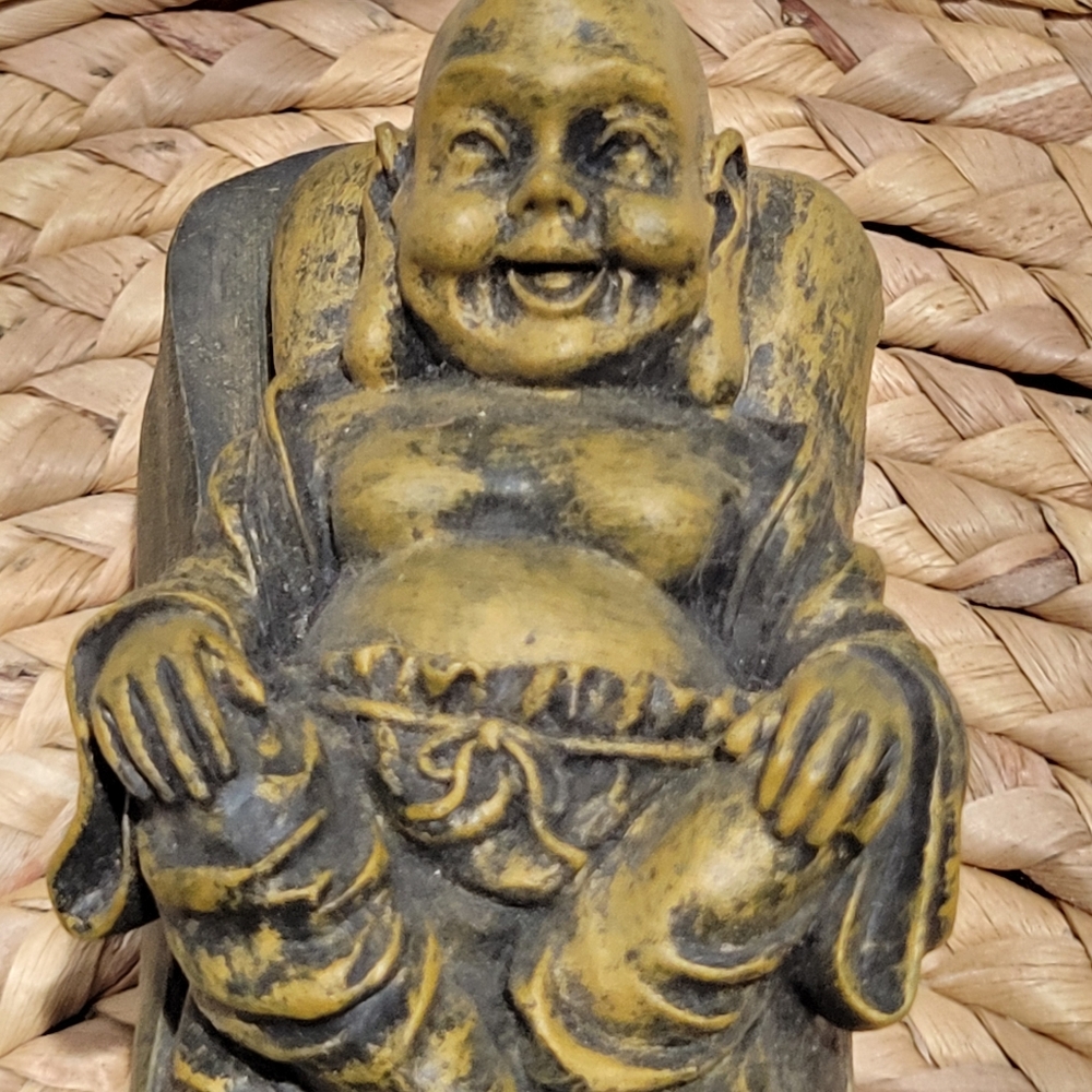 Chinese Buddah meditation incense burner brown poly resin - Picture 8 of 8